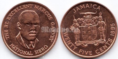 монета Ямайка 25 центов 1995 год
