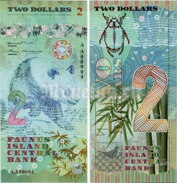 бона Остров Фаунус 2 доллара 2020 год
