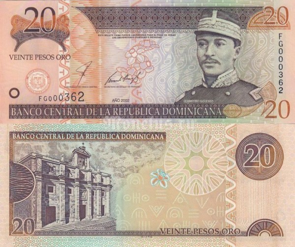 бона Доминикана 20 песо 2001-04 год