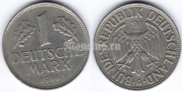монета Германия 1 марка 1956 год G