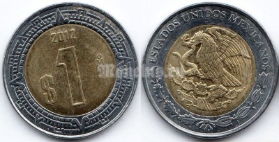 монета Мексика 1 песо 2012 года