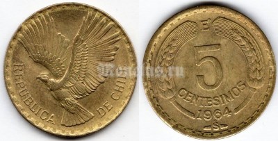 монета Чили 5 сентесимо 1964 год