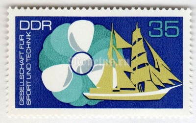 марка ГДР 35 пфенниг "Propeller, sail training ship" 1972 год 