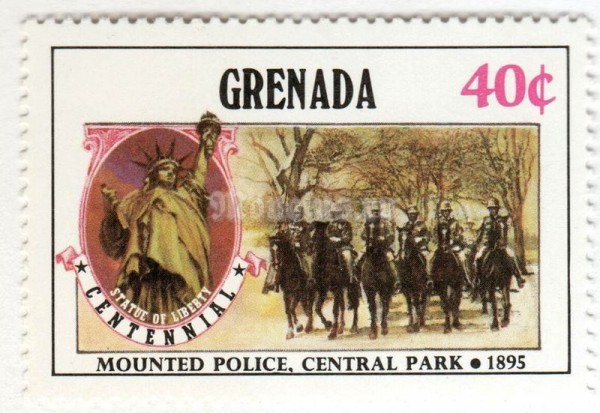 марка Гренада 40 центов "Mounted Police" 1986 год
