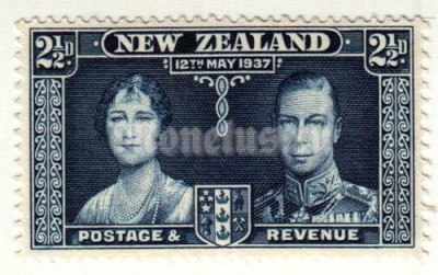 марка Новая Зеландия 2 1/2 пенни "Коронация" 1937 год