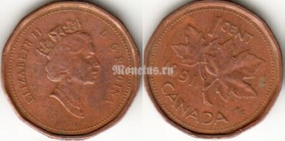Монета Канада 1 цент 1991 год