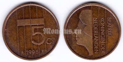монета Нидерланды 5 центов 1998 год