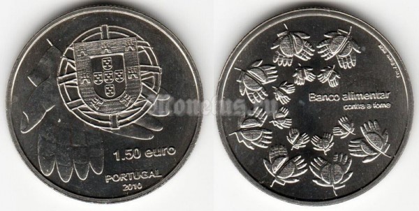 монета Португалия 1,5 евро 2010 год Банк продовольствия