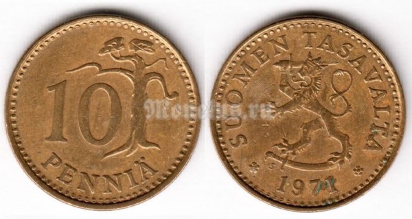 монета Финляндия 10 пенни 1971 год