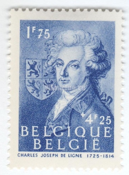 марка Бельгия 1,75+4,25 франка "Famous men" 1944 год
