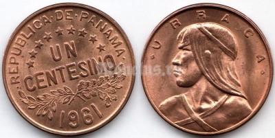 монета Панама 1 сентесимо 1961 год