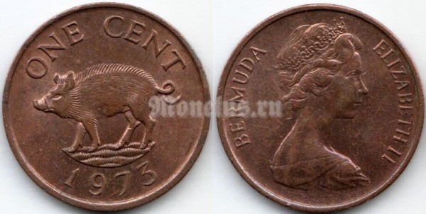 монета Бермуды 1 цент 1973 год