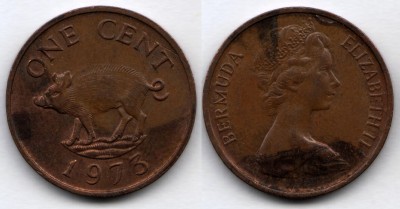 монета Бермуды 1 цент 1973 год