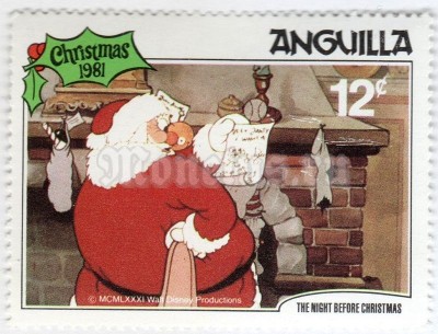 марка Ангилья 12 центов "Scenes from "The Night Before Christmas"" 1981 год