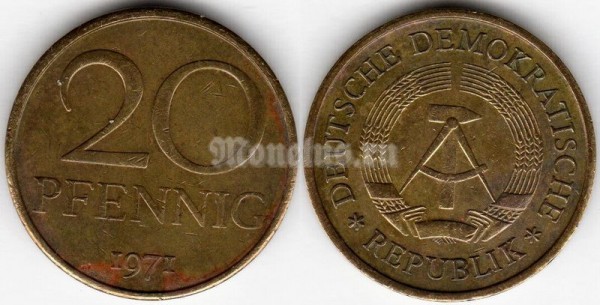монета Германия 20 пфеннигов 1971 год