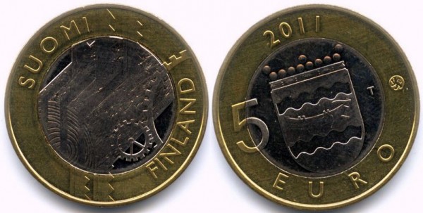 монета Финляндия 5 евро 2011 год Финские провинции в архитектуре. Уусимаа