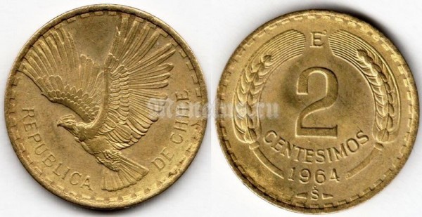 монета Чили 2 сентесимо 1964 год
