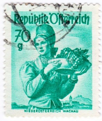 марка Австрия 70 Австрийских грош "Нижняя Австрия, Вахау" 1958 год