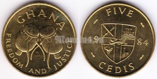 монета Гана 5 седи 1984 год