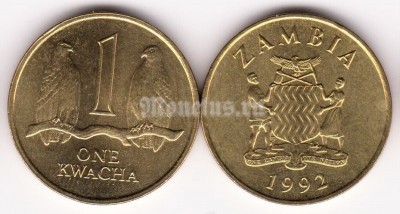 монета Замбия 1 квача 1992 год