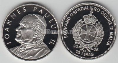 монета Мальта 10 лир 2005 год IOANNES PAULUS II proof