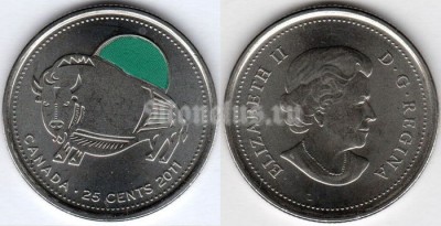монета Канада 25 центов 2011 год Природа Канады - Бизон, цветная
