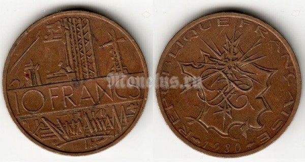 монета Франция 10 франков 1980 год