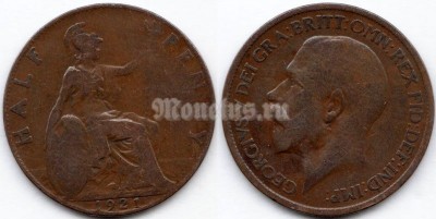 монета Великобритания 1/2 пенни 1921 год