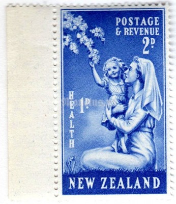 марка Новая Зеландия 2+1 пенни "Nurse & Child 2 + 1" 1949 год