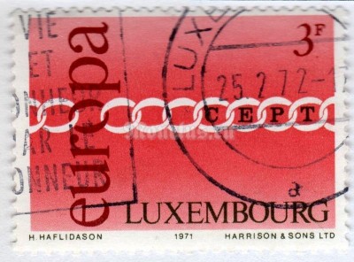 марка Люксембург 3 франка "EUROPA - Chain links" 1971 год Гашение