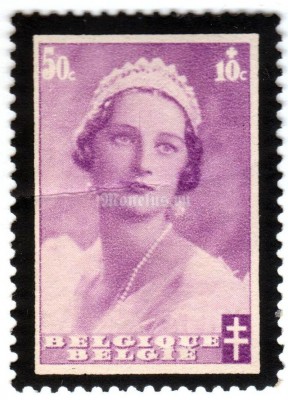 марка Бельгия 50+10 сентим "Queen Astrid" 1935 год