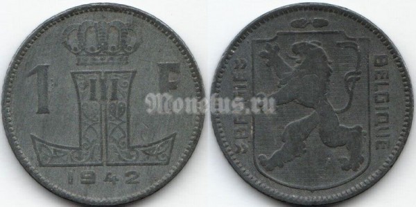 монета Бельгия 1 франк 1942 год