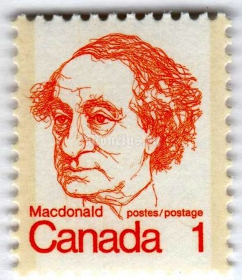 марка Канада 1 цент "John Alexander Macdonald" 1973 год