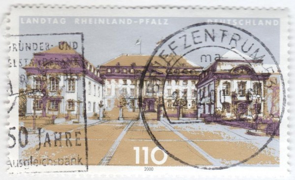 марка ФРГ 110 пфенниг "State diet of Rhineland-Palatinate, Mainz" 2000 год Гашение