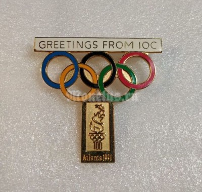 Значок ( Спорт ) Олимпиада. Атланта Atlanta 1996 Приветствие от МОК