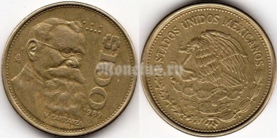 монета Мексика 100 песо 1989 год - Венустино Карранса