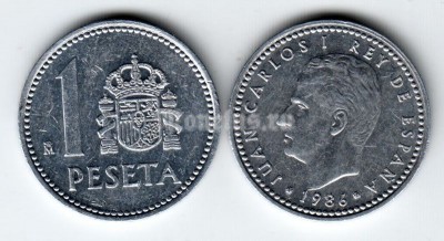 монета Испания 1 песета 1986 год