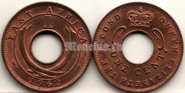 монета Британская Восточная Африка 1 цент 1962 год