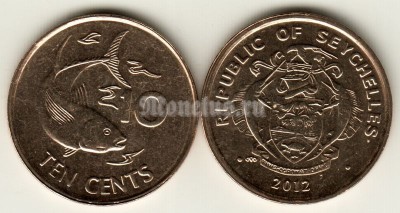 монета Сейшельские острова 10 центов 2012 год Желтоперый тунец