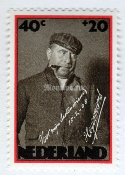 марка Нидерланды 40+20 центов "Herman Heijermans (1864-1924) playwright" 1974 год