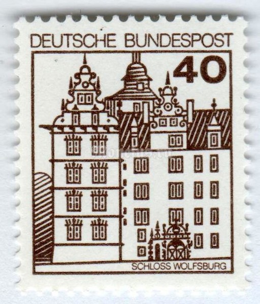 марка ФРГ 40 пфенниг "Wolfsburg Castle" 1980 год