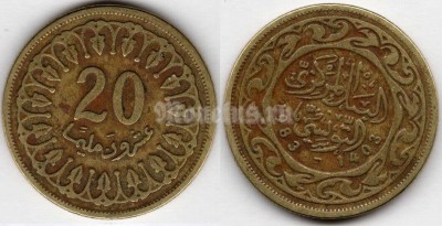 монета Тунис 20 миллимов 1983 год
