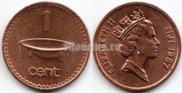 монета Фиджи 1 цент 1987 год