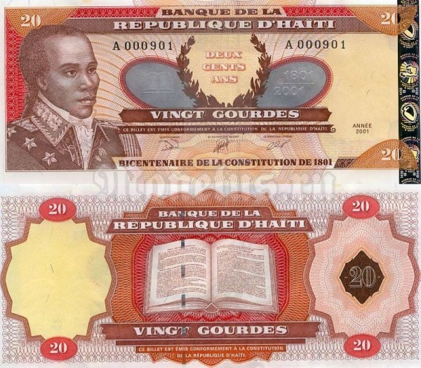 бона Гаити 20 гурд 2001 год - 200 лет Конституции