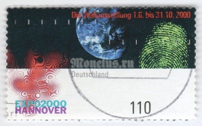 марка ФРГ 110 пфенниг "EXPO- Hannover" 2000 год Гашение