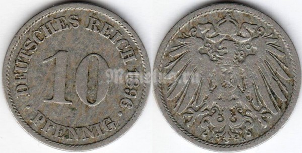 монета Германия 10 пфеннигов 1896 год А