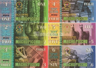 Набор из 6-ти бон Мачу Пикчу 2016 год