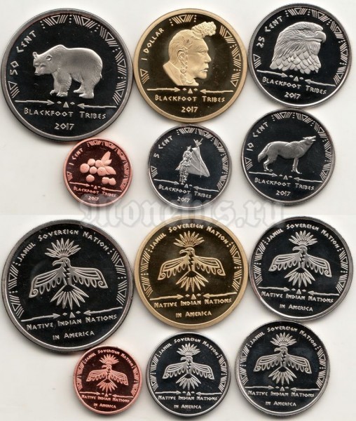 Набор из 6-ти монет 2017 год США индейская резервация Блэкфут