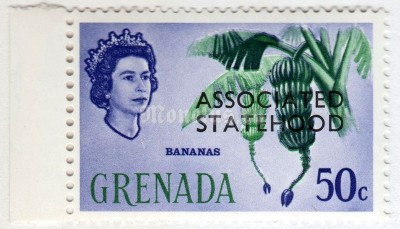 марка Гренада 50 центов "Bananas (overprinted)" 1967 год