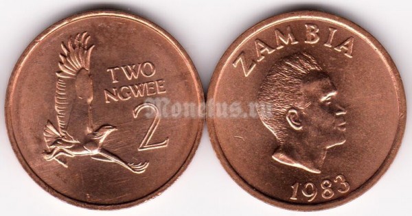 монета Замбия 2 нгве 1983 год